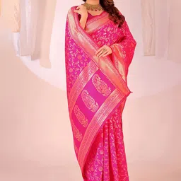 SAADHVI Woven Design Zari Banarasi Saree image 5