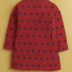 Sangria Boys Printed Mandarin Collar Straight Kurta & Pyjamas Set image 5