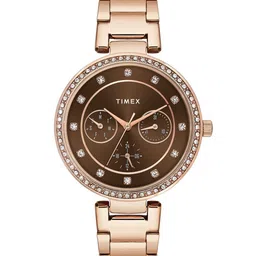 Timex Women Brass Embellished Dial & Stainless Steel Bracelet Style Straps Analogue Multi Function Watch-picture-38