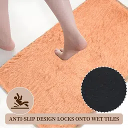 Kuber Industries Peach Colored 2 Pieces Anti Skid Mat For Bathroom image 2