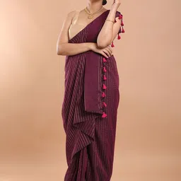 Niska Striped Pure Cotton Khadi Saree-image-0