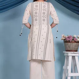 Aramya Women Ethnic Motifs Printed Regular Pure Cotton Kurta with Trousers & With Dupatta image 5