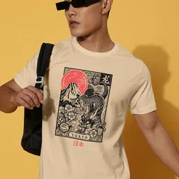 VEIRDO Men Graphic Printed Round Neck Cotton T-shirt image 5