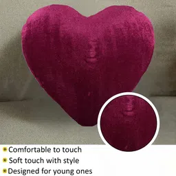 Aura Maroon & White 5 Pieces Embroidered Cotton Heart Shape Plushie Pre-Filled Cushions image 5