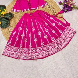 BAESD Girls Embroidered Thread Work Lehenga With Blouse image 4