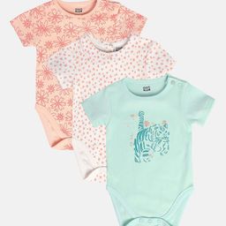 MINI KLUB Infant Girls Pack Of 3 Printed Pure Cotton Bodysuits-picture-43