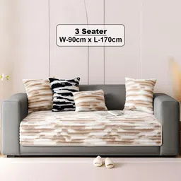 DREAM CARE Grey & Multicoloured Printed 1 Piece Sofa Cover image 3