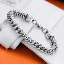 Adwitiya Collection Men Silver-Plated Stainless Steel Link Bracelet-picture-18