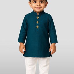 JBN Creation Boys Self Design Pure Cotton Straight Kurta With Pyjamas-picture-48