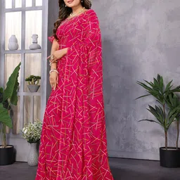 Moda Rapido Women Geometric Printed Saree With Blouse Piece image 2