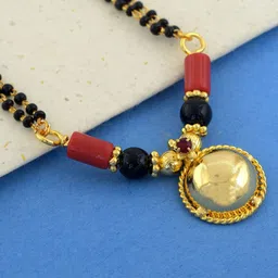 MEMOIR Gold-Plated Artificial Beads Single Wati Mangalsutra-image-60