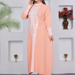 KNITZY Women Striped Self Design Pure Wool Kurta with Trousers image 2