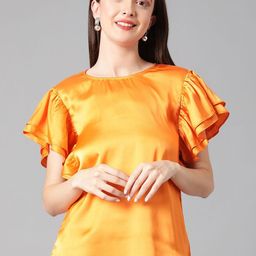 Stylecast X Kotty Women Embellished Solid Flutter Sleeve Cotton Top-picture-9