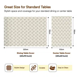 Kuber Industries Cream-Coloured Set of 2 Ethnic Motifs Anti-Skid 6-Seater Table Cover image 3