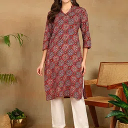 Label Ceres Women Floral Printed Regular Pure Cotton Kurta with Trousers-image-62