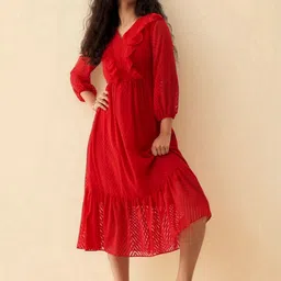 all about you Ruffled Crepe A-Line Midi Dress image 2