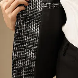 Chemistry Self Design Notched Lapel Collar Single Breasted Overcoat image 4