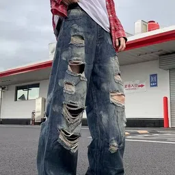 StyleCast Men Mid-Rise Wide Leg Highly Distressed Heavy Fade Jeans image 2