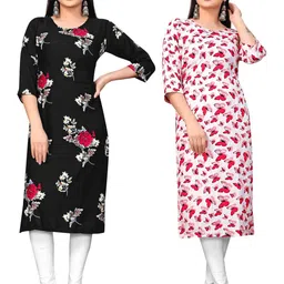 MANTRA DESIGNER Women Pack Of 2 Multicoloured Crepe Kurtas-picture-40