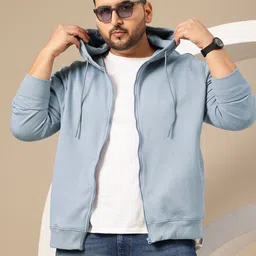 Sztori Plus Size Hooded Front-Open Fleece Sweatshirt-image-10
