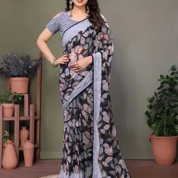 DIVASTRI Floral Pure Georgette Saree-picture-21