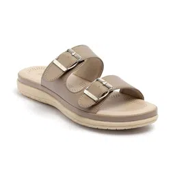 PICSON Women Textured Open Toe Flats with Buckles image 3