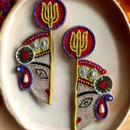 JEWELWATI Gold-Plated Devi Large Beaded Classic Drop Earrings-picture-22