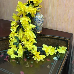 apka mart Yellow Hanging Plastic Artificial Flower image 3