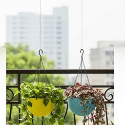 Virajsanchi 2-Pcs Blue & Brown Textured Hanging Planters image 4
