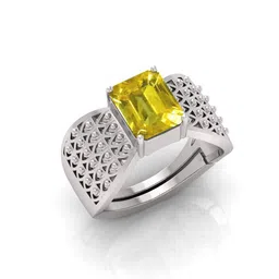 RRVGEM 7.25 Ratti Yellow Sapphire Silver Plated Ring image 3