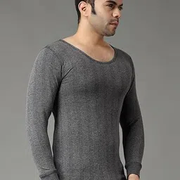 FF Men Ribbed Round Neck Long Sleeves Thermal Tops image 3