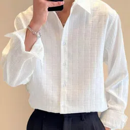 Moda Rapido Men Textured Spread Collar Casual Shirt-image-56