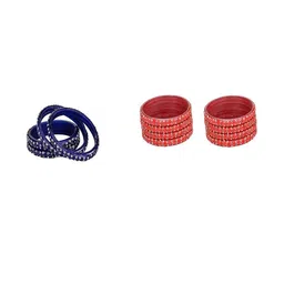 Somil Set Of 12 Artificial Stones & Beads Studded Glass Bangles-picture-35