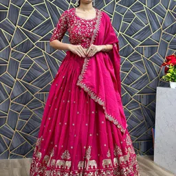 A TO Z CART Embroidered Ready to Wear Lehenga & Unstitched Blouse With Dupatta-picture-21