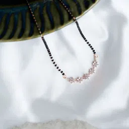 Opal Touch Rose Gold-Plated Artificial Stones and Beads Mangalsutra-image-3