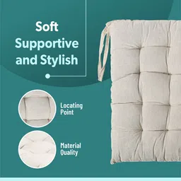 Kuber Industries Cream-Coloured 3 Pieces Cotton Comfort Chair Pads image 5
