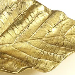 Exotic India Gold Toned Textured Brass Mango Leaf Hanging Wall Decor image 5