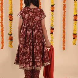 Sangria Girls Printed Pure Cotton Kurta & Trouser With Dupatta image 5