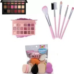 pohok Rose Gold & Nude Eye Shadow & 5 Pc Brush set & 6 in 1 Puff-picture-26