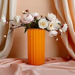 LASAKI Ayla Orange-Colored Textured Ceramic Flower Vase image 5