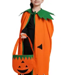 Kaku Fancy dresses Unisex Kids Pumpkin Cape With Basket Top With Trouser image 5