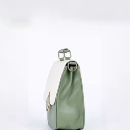 SKIMMER Women Colourblocked Structured Buckle Detail Satchel Bag image 5