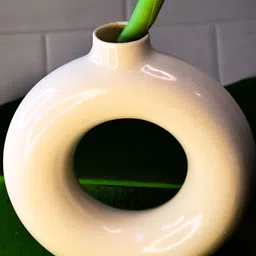 TheYUGO White Ceramic Donut Flower Vase-image-33