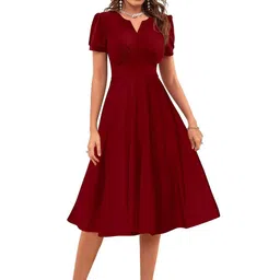 TESSAVEGAS Puff Sleeve Fit & Flare Midi Dress image 3