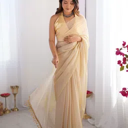 Mitera Embellished Beads and Stones Tissue Saree image 2