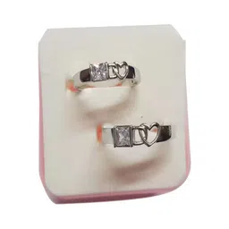 Crazy Fashion Unisex Set Of 2 Stone-Studded Couple Finger Rings-picture-17