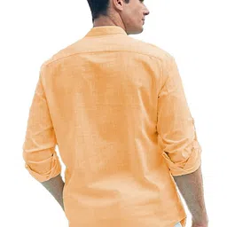APEKTRA Men Band Collar Roll Up Sleeves Cotton Straight Kurta image 3