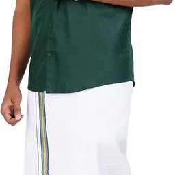 suman tex Men Cotton Blend Shirt Dhoti Set image 4