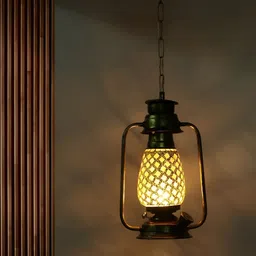 SOMIL Gold-Toned & White Textured Lantern Ceiling Lamp-picture-28