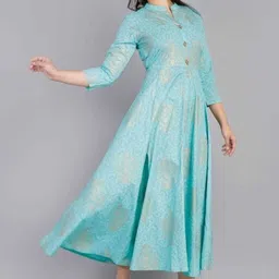 fab Printed Rayon Blend Stitched Anarkali Gown image 4